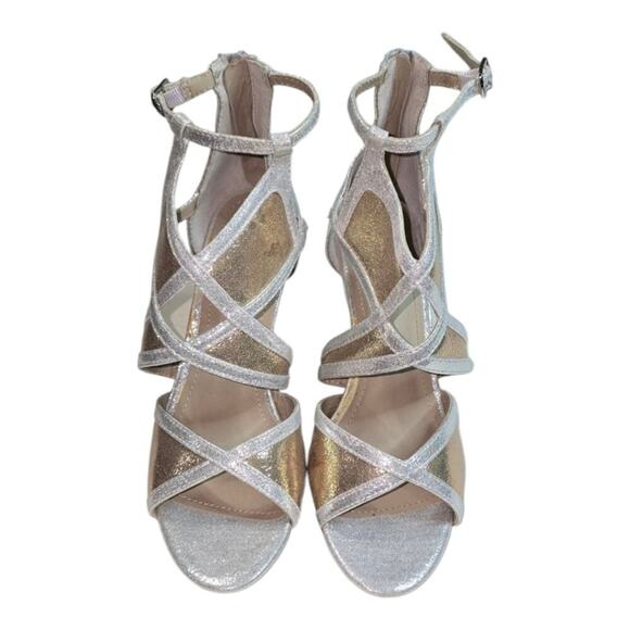 Rialto Women's Ria Cage D'orsay Open-Toe Heel Shoes Party GOLD SILVER Size 7 NEW - Picture 3 of 10